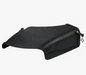 Black lawn mower deflector on a white background