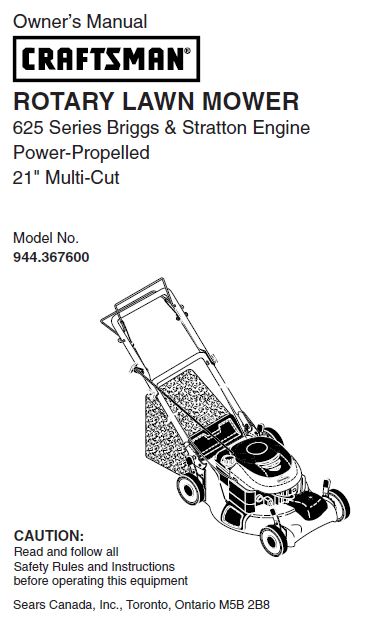 944.367600 Manual for Craftsman Power-Propelled Lawn Mower